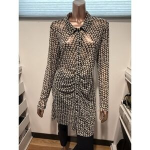 Wild Fable Sheer Daisy Floral Ruched Button Up Shirt Dress Beach Coverup/M